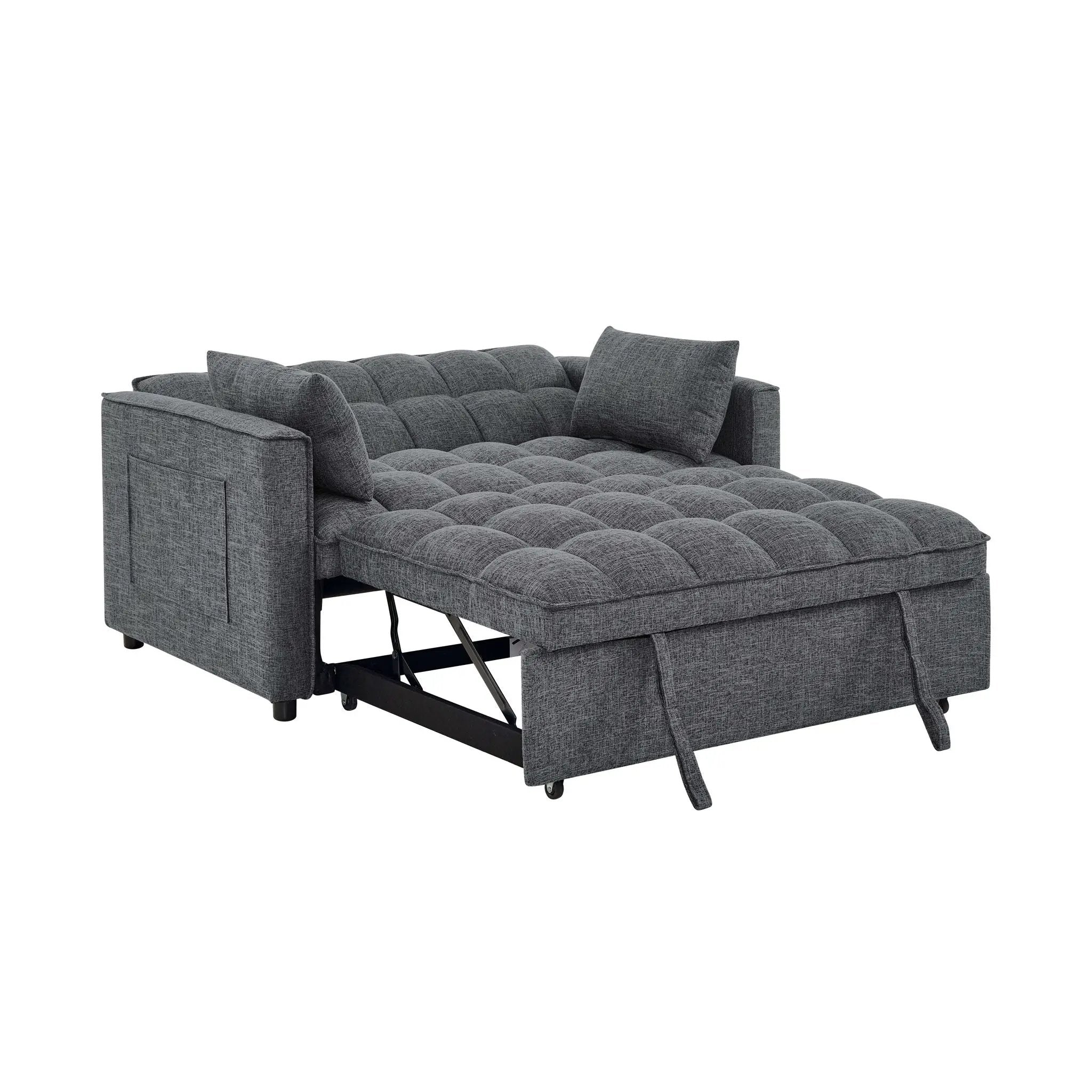 Sienna - Tufted Convertible Sleeper Sofa With Chaise - Gray by Unique Piece Furniture