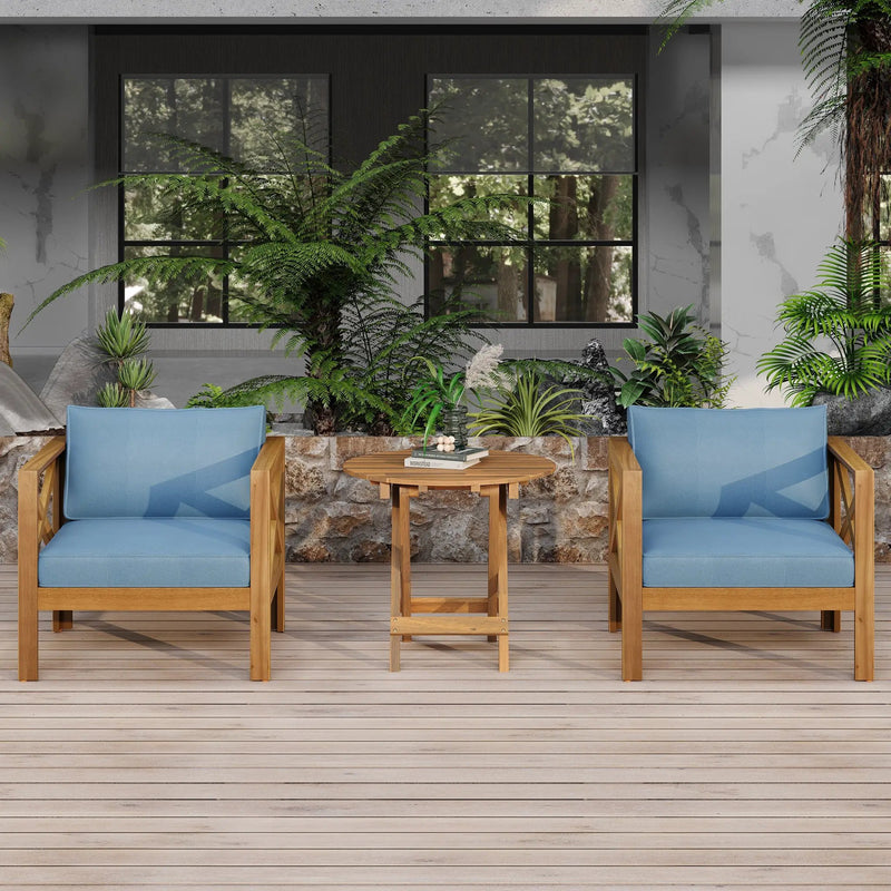Patio Conversation Set, Outdoor Wood Conversation Seat (Set of 2) by HouseOfZazla