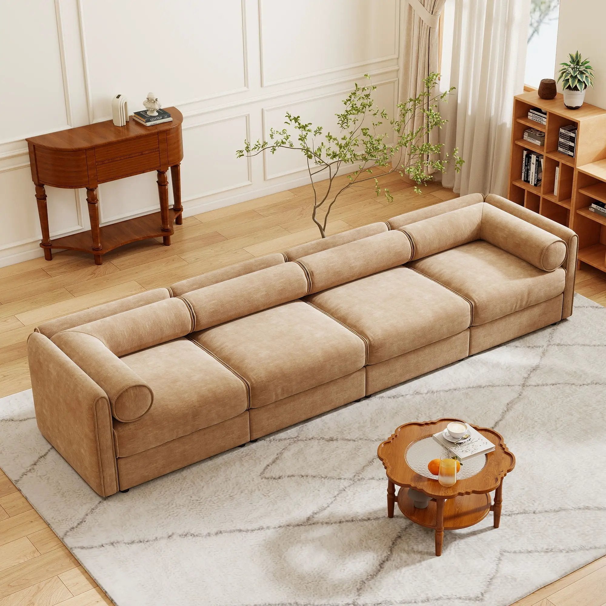 Stylish Sofa With Storage Seat And Cylindrical Backrest by Unique Piece Furniture