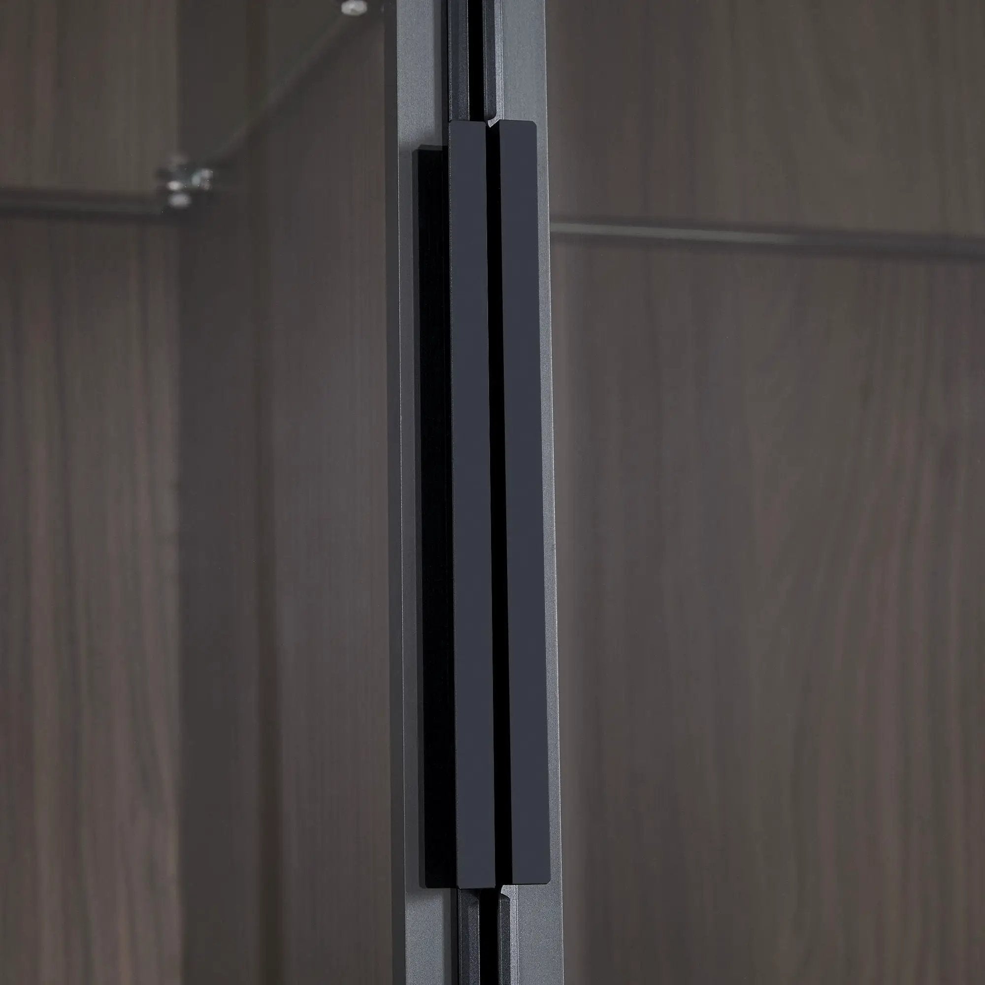 Modern Minimalist Tall Lighted Display Cabinet With Tempered Glass Door - Black / Dark Walnut by HouseOfZazla