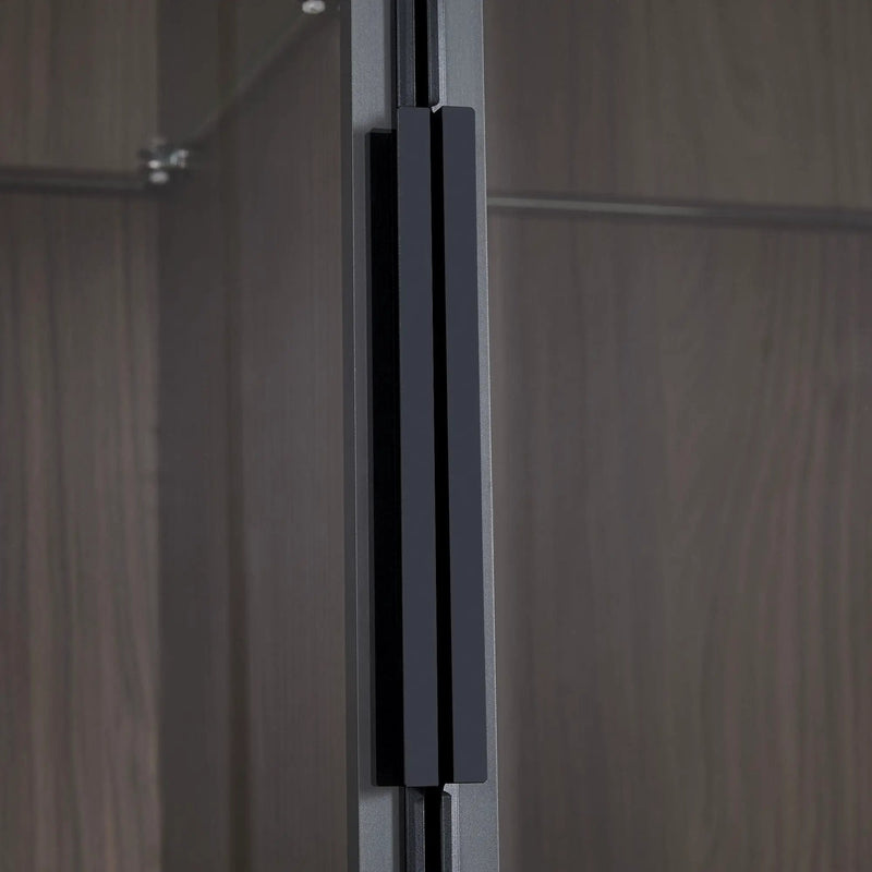 Modern Minimalist Tall Lighted Display Cabinet With Tempered Glass Door - Black / Dark Walnut by HouseOfZazla