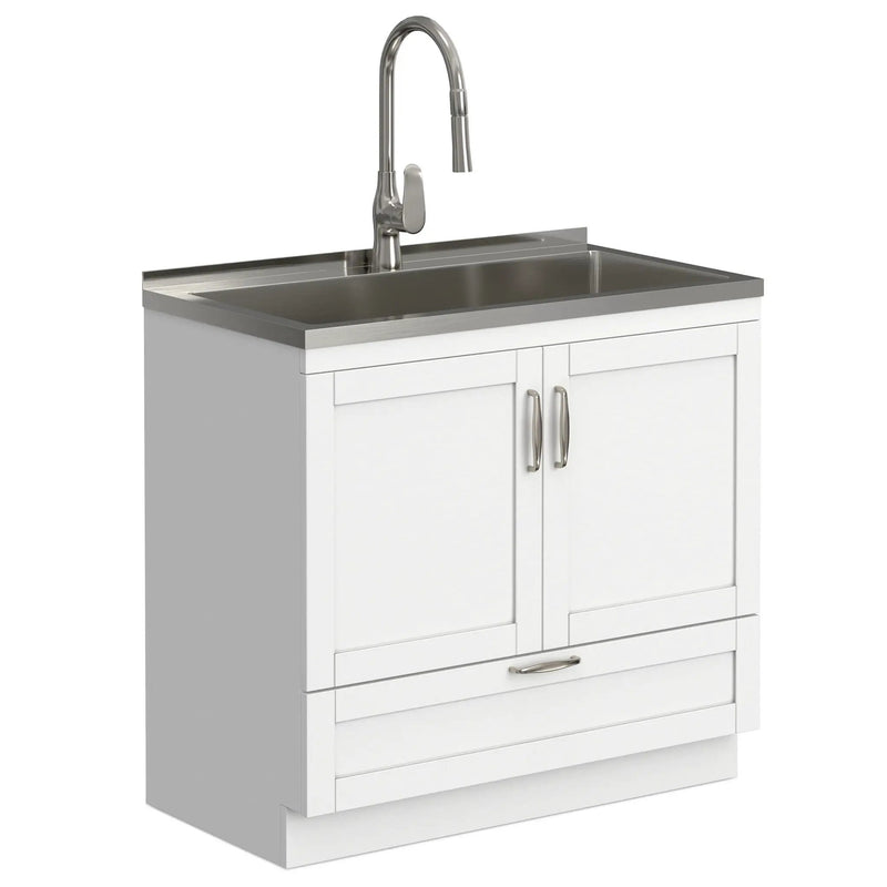 Reed - Deluxe Laundry Cabinet With Pull-Out Faucet And Stainless Steel Sink by Unique Piece Furniture