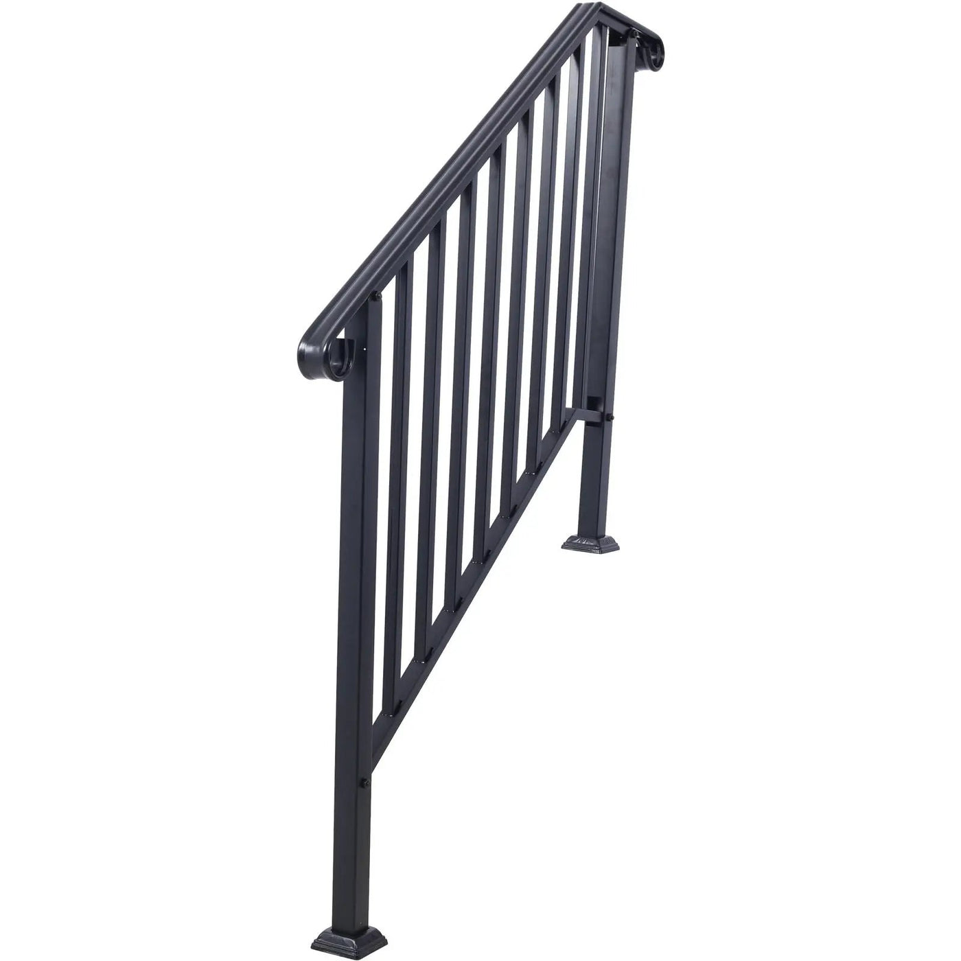 Handrails For Outdoor Steps, Fit 2 Or 3 Steps Outdoor Stair Railing, Wrought Iron Handrail, Flexible Porch Railing, Transitional Handrails For Concrete Steps Or Wooden Stairs by Unique Piece Furniture