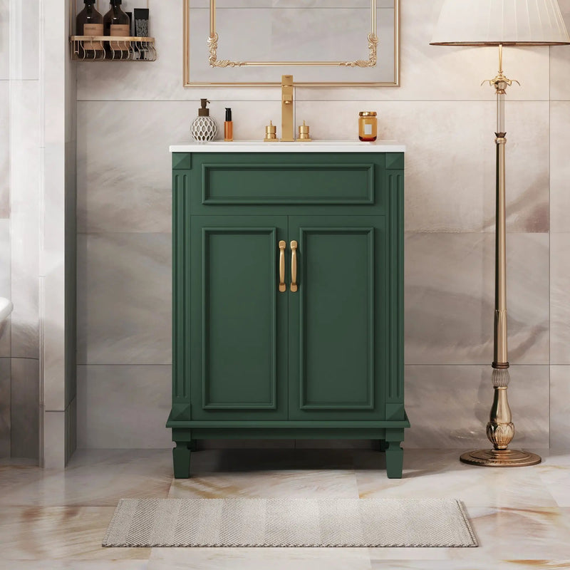 Bathroom Vanity With Top Sink, Cabinet With 2 Soft Closing Doors by Unique Piece Furniture