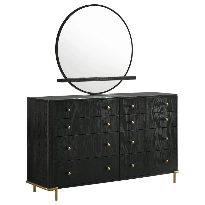 Arini 8-drawer Dresser with Mirror Black by Unique Piece Furniture
