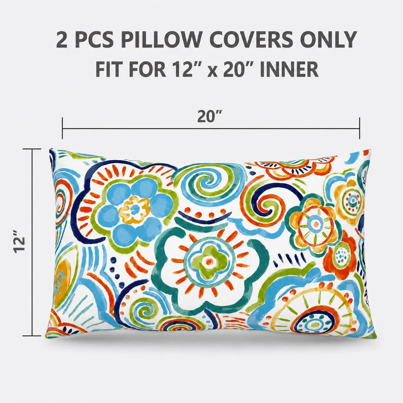 2 Pack Outdoor Lumbar Pillow Covers - Blue Medallion by HouseOfZazla