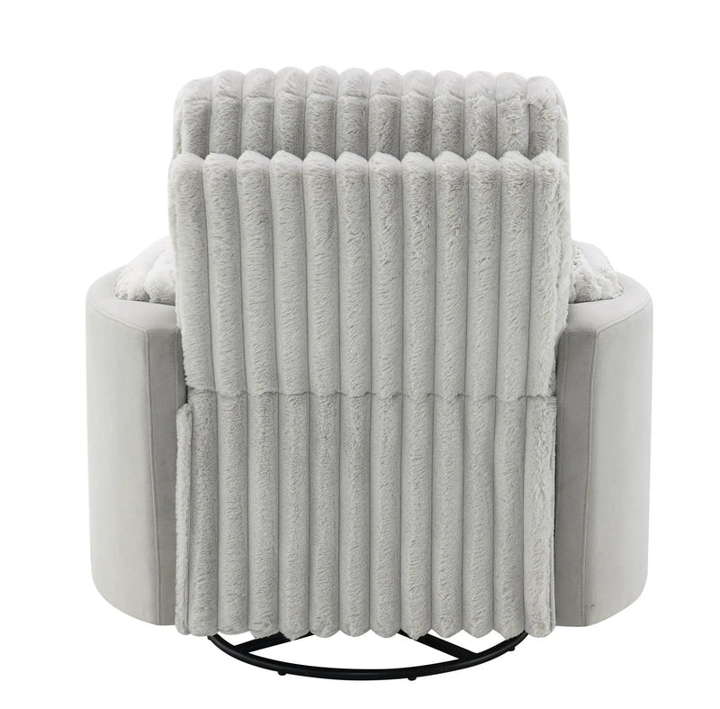 Emee - Corduroy Glider Recliner With Swivel - Gray by Unique Piece Furniture
