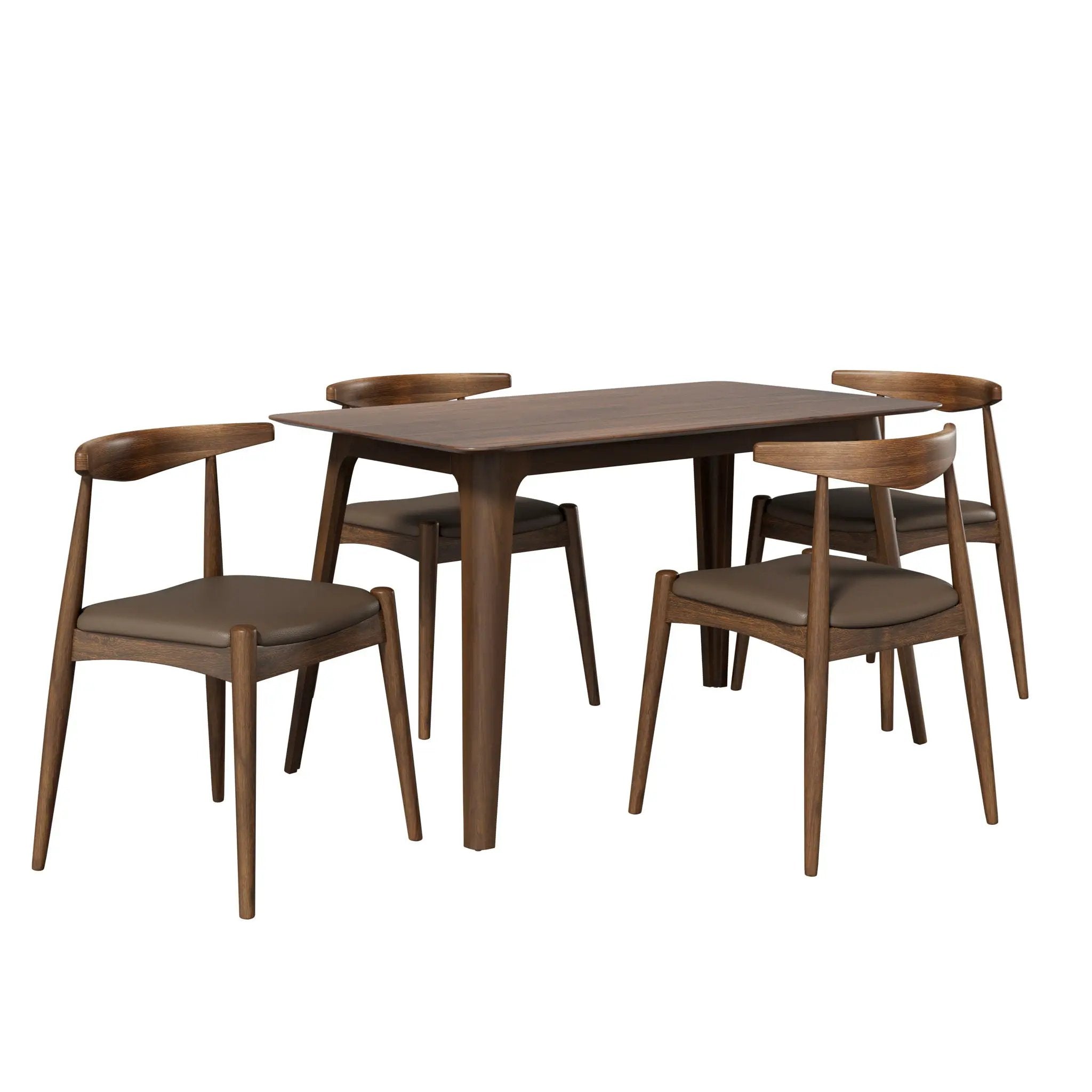 5 Piece Dining Set With 1 Table And 4 Upholstered Chairs - Brown / Walnut by HouseOfZazla
