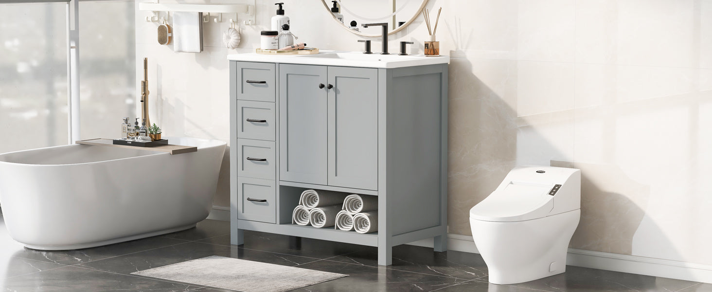 36" Bathroom Vanity with Sink Top and Storage Cabinet by HouseOfZazla