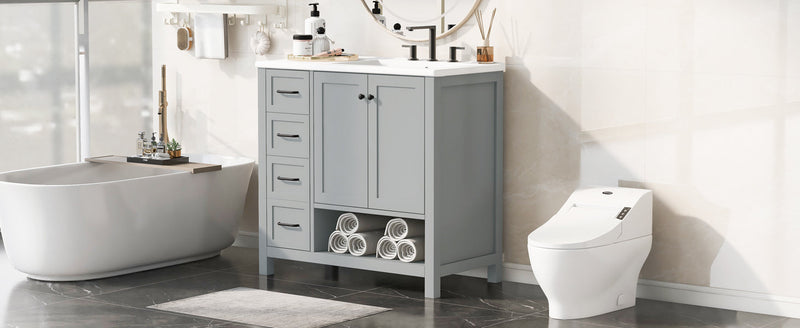 36" Bathroom Vanity with Sink Top and Storage Cabinet by HouseOfZazla
