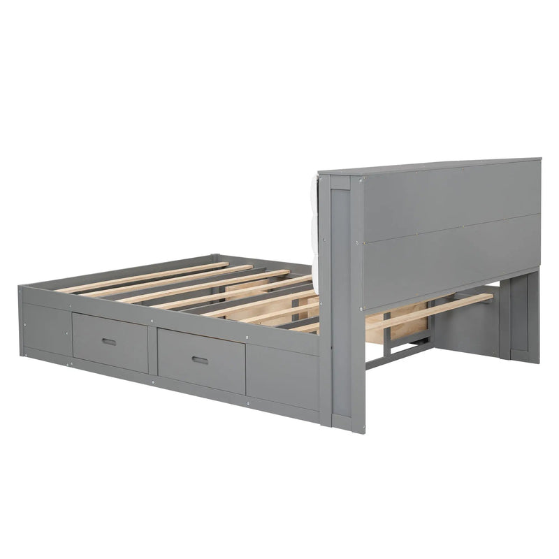 Platform Bed With Storage Headboard, Shoe Rack And 4 Drawers by Unique Piece Furniture
