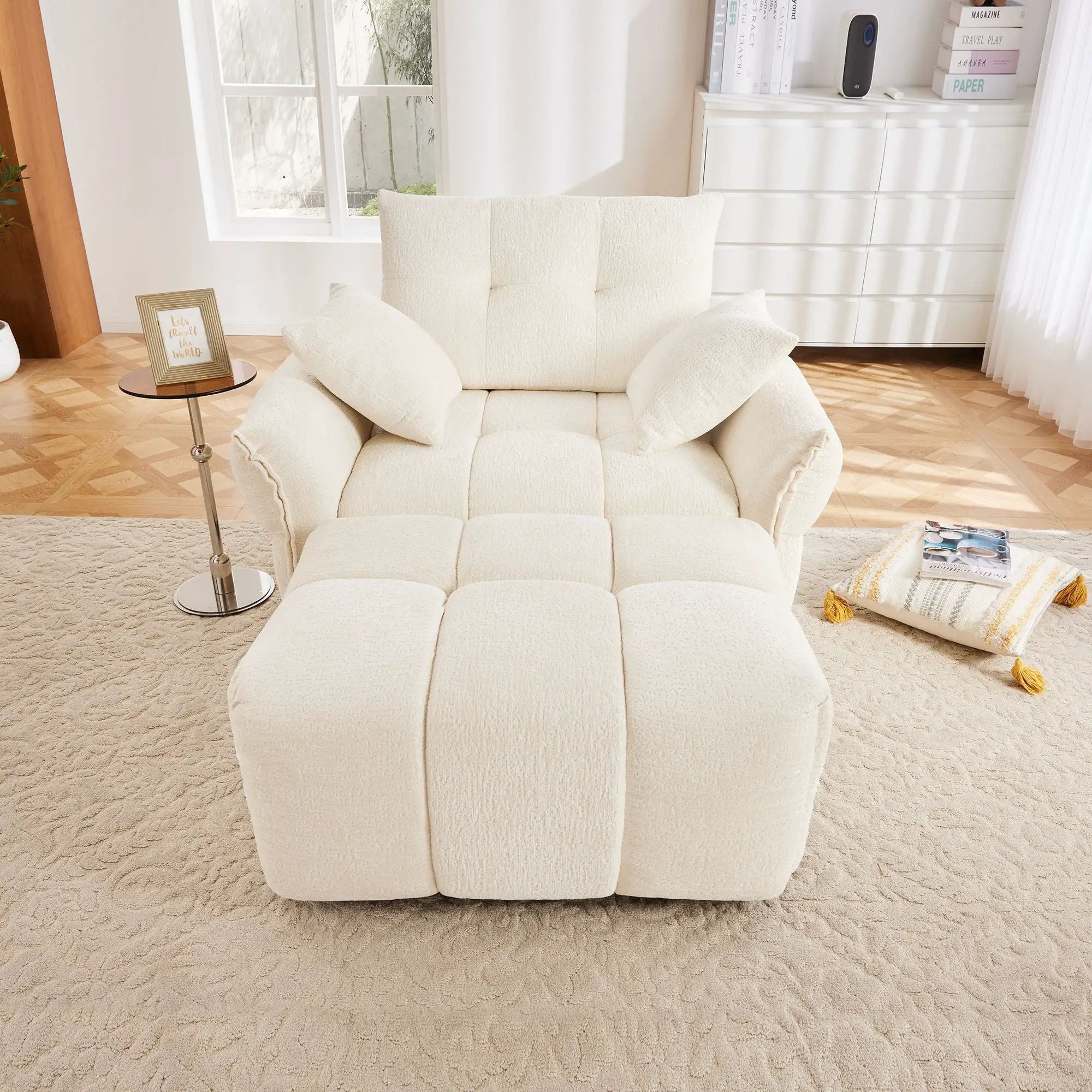 Ergonomic Single Seater Sofa With Ottoman, High Resilience Support Cushions by Unique Piece Furniture