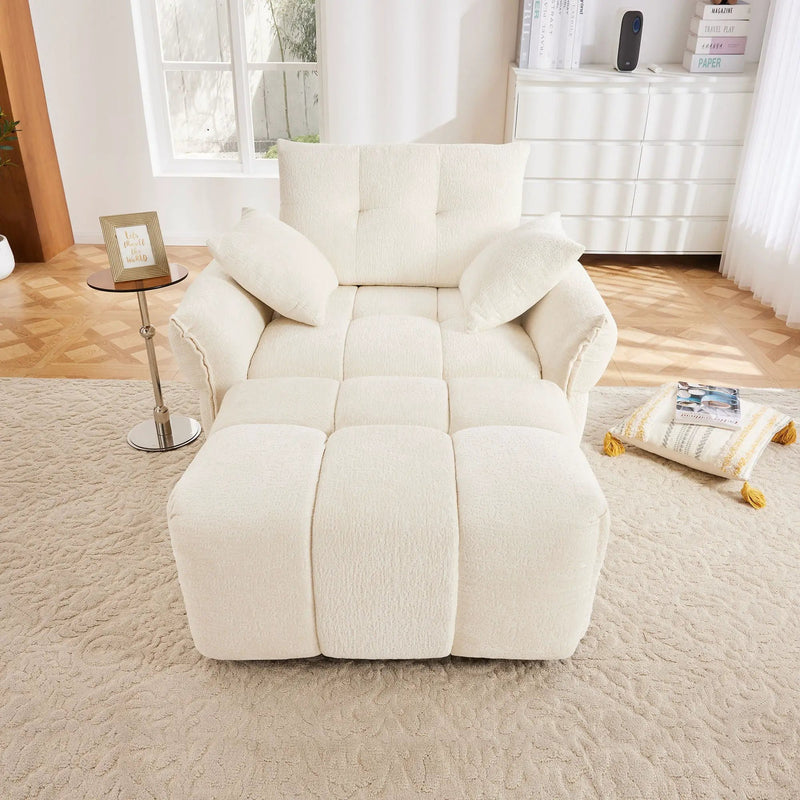 Ergonomic Single Seater Sofa With Ottoman, High Resilience Support Cushions by Unique Piece Furniture