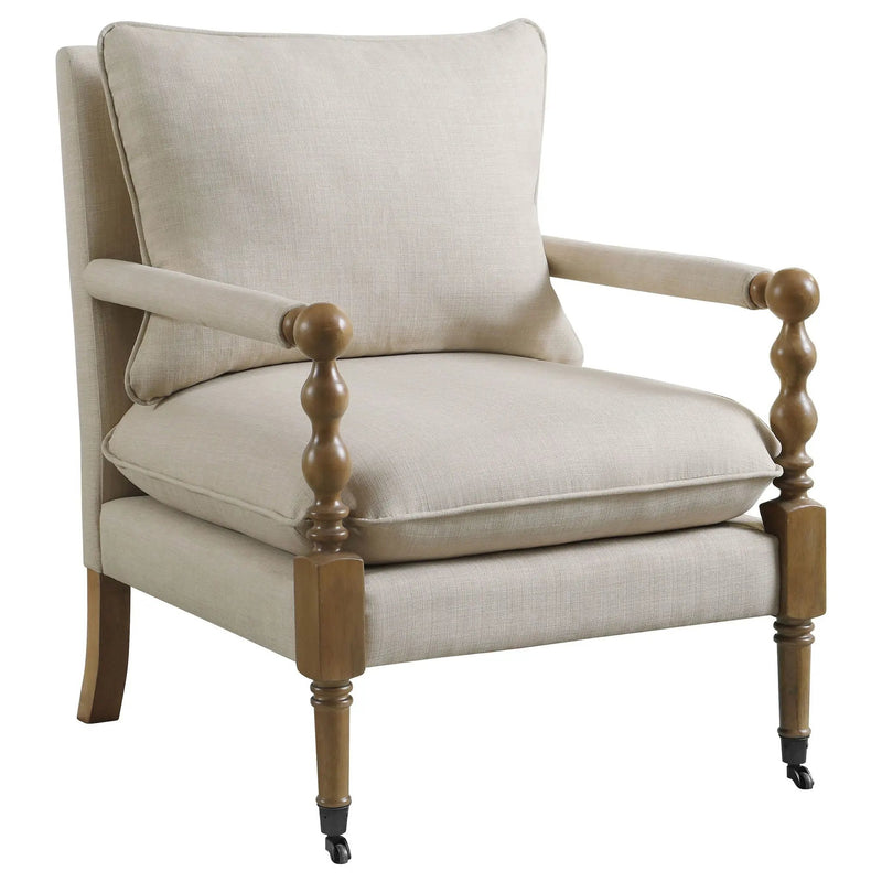 Accent Chair With Turned Legs - Beige by HouseOfZazla