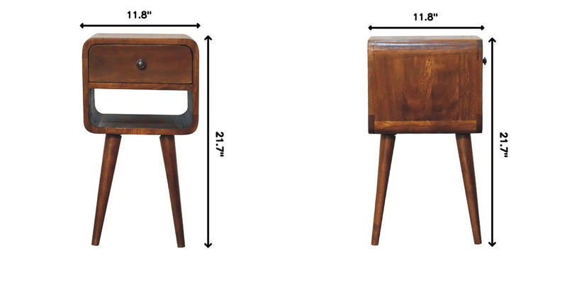 Mini Chestnut Curve Lower Bedside Nifhtstand by HouseOfZazla
