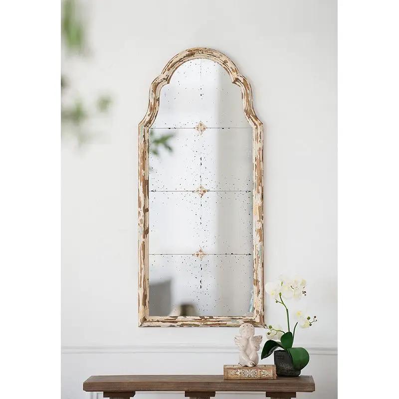 Large & Framed Wall Mirror, Arched Mirror With Decorative Window Look For Living Room - Cream by HouseOfZazla