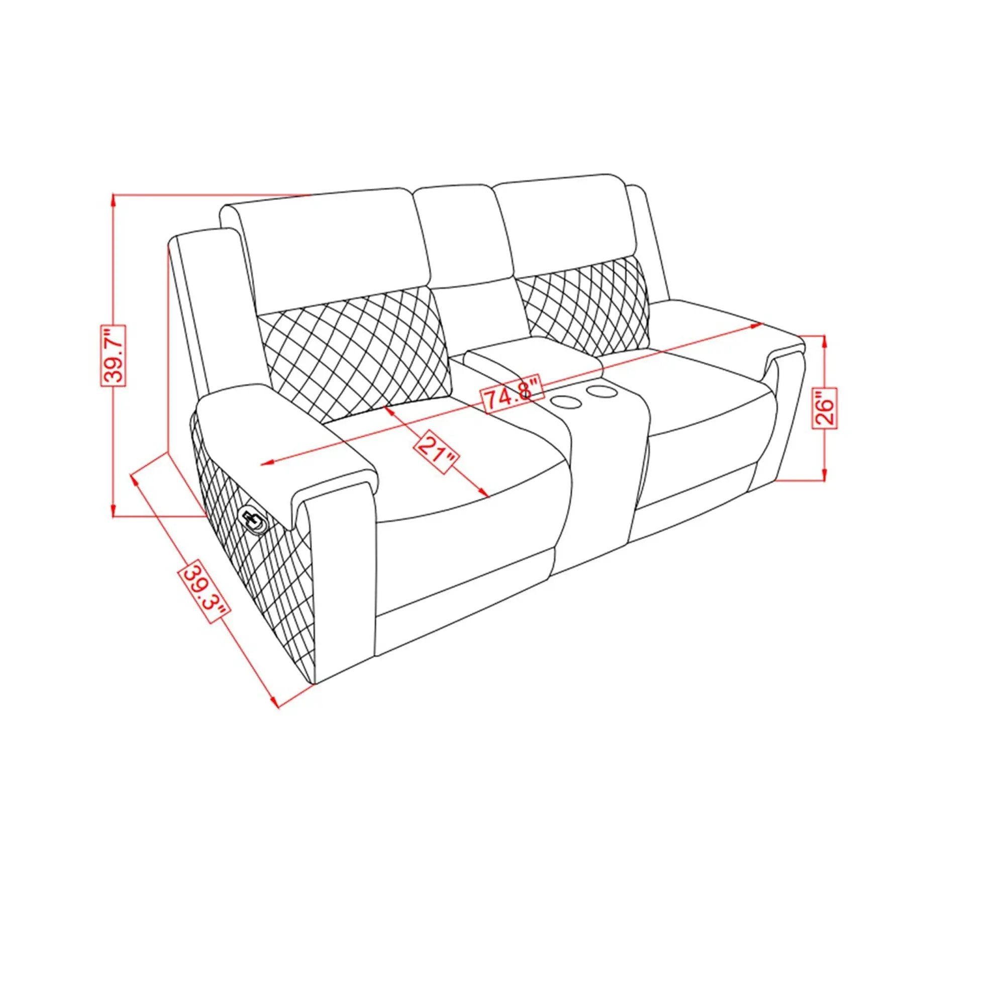 Alicia - Console Reclining Loveseat - Gray Black by Unique Piece Furniture