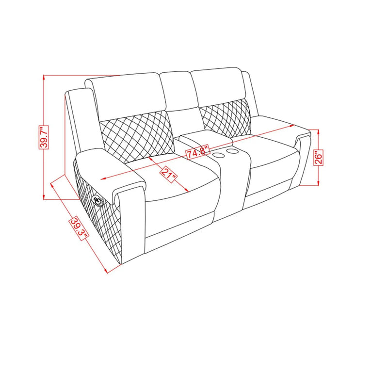 Alicia - Console Reclining Loveseat - Gray Black by Unique Piece Furniture