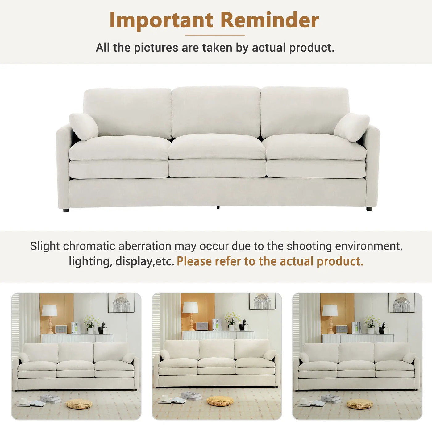 Cozy Upholstered 3 Seater Sofa Cushion For Living Room by Unique Piece Furniture
