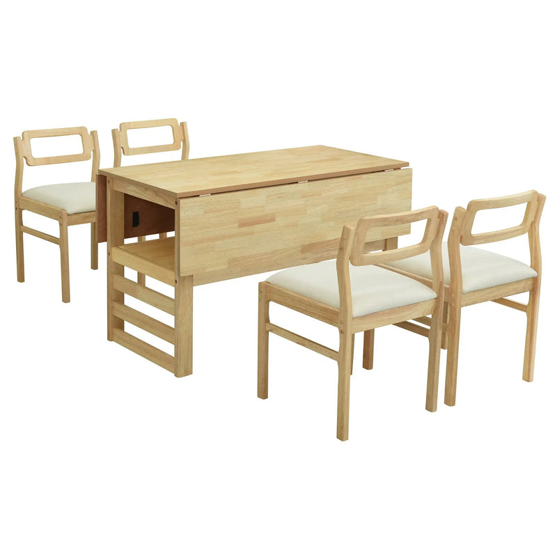 5 Piece Extendable Wood Square Dining Table Set With 2 Drop Leaves by HouseOfZazla
