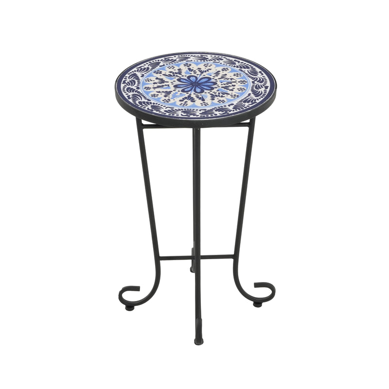 Patio Side Table, Blue+Black by HouseOfZazla