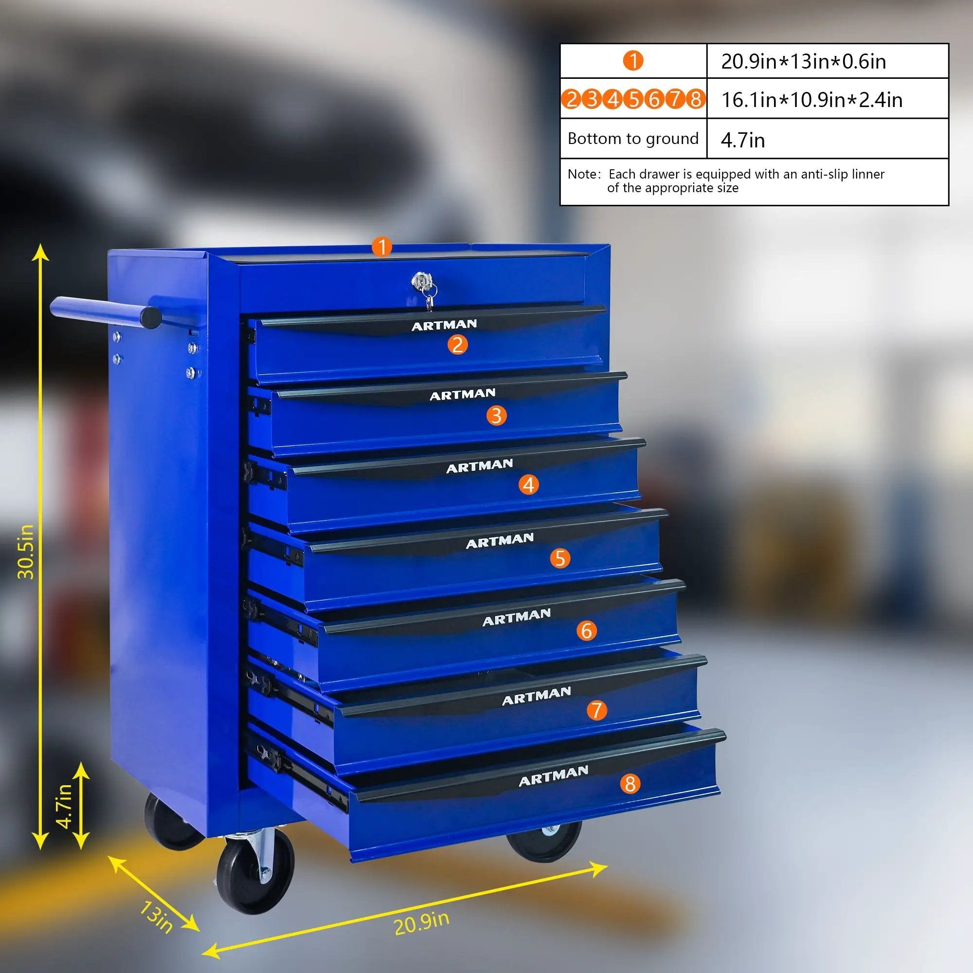 Rolling Metal Tool Chest With Drawers, Steel Storage Cabinet With Ball Bearing Slides by HouseOfZazla