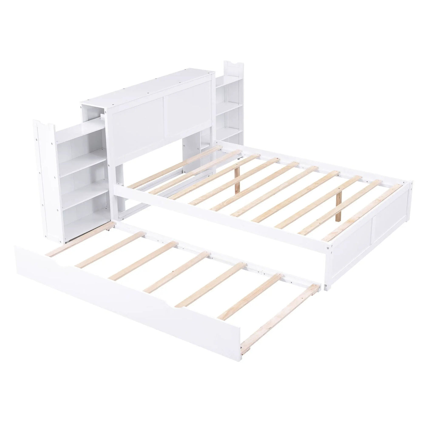 Storage Platform Bed With Pull Out Shelves And Trundle by HouseOfZazla