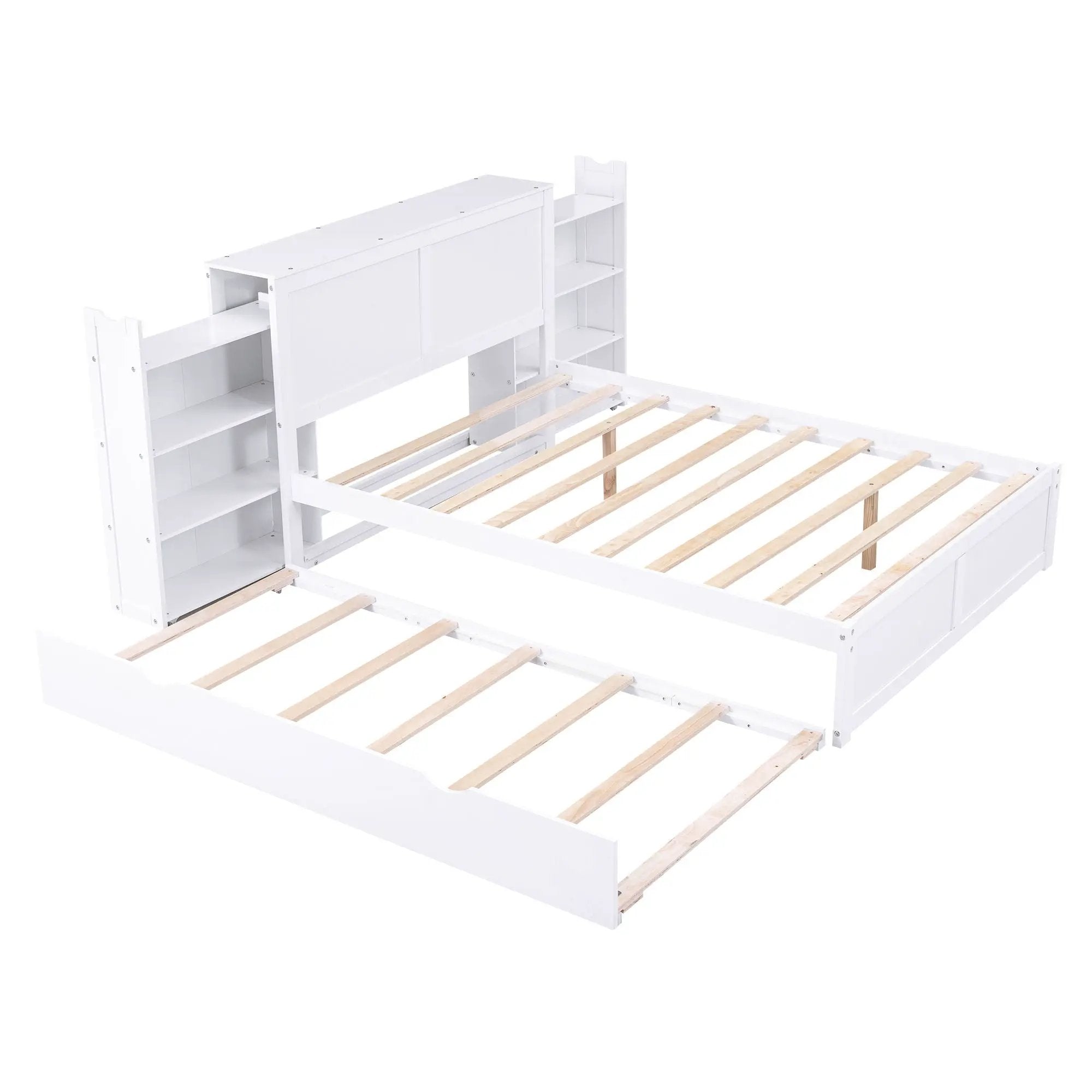 Storage Platform Bed With Pull Out Shelves And Trundle by HouseOfZazla