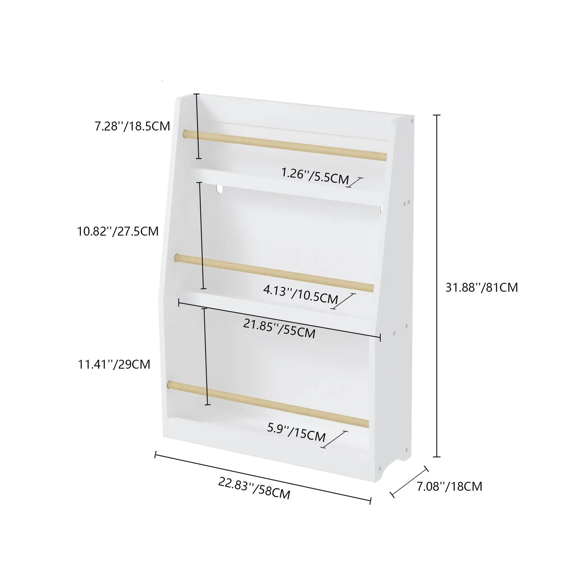3 Tier Book Shelf, Compact Storage For Bedrooms by Unique Piece Furniture