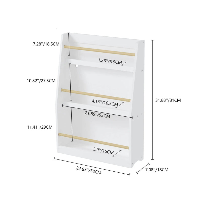 3 Tier Book Shelf, Compact Storage For Bedrooms by HouseOfZazla