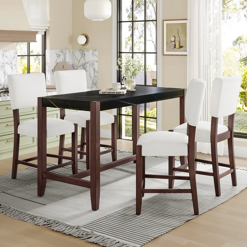 5 Piece Counter Height Dining Set, Bar Table With 4 Upholstered Chairs by Unique Piece Furniture