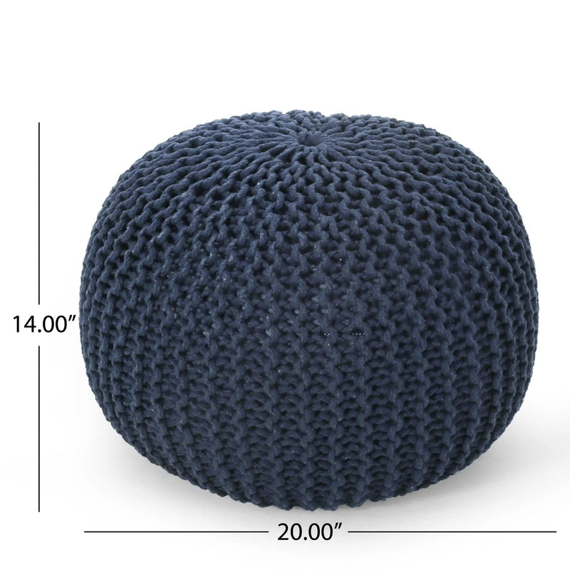 Bordeaux - Knitted Round Pouf Ottoman, Floor Cushion by Unique Piece Furniture