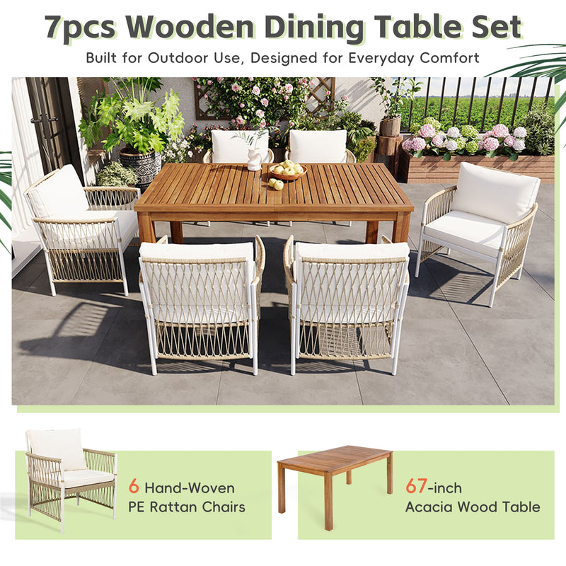 TOPMAX Patio 7pcs Wooden Dining Table Set by HouseOfZazla