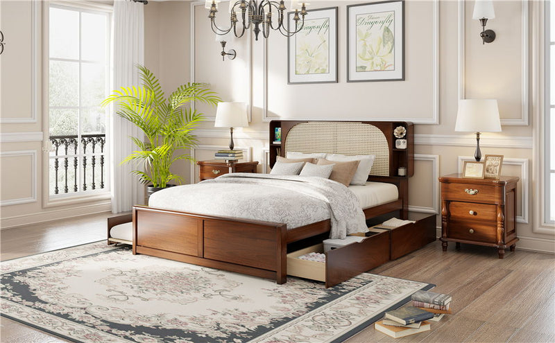 Headboard Bed With 2 Drawers And Trundle by HouseOfZazla