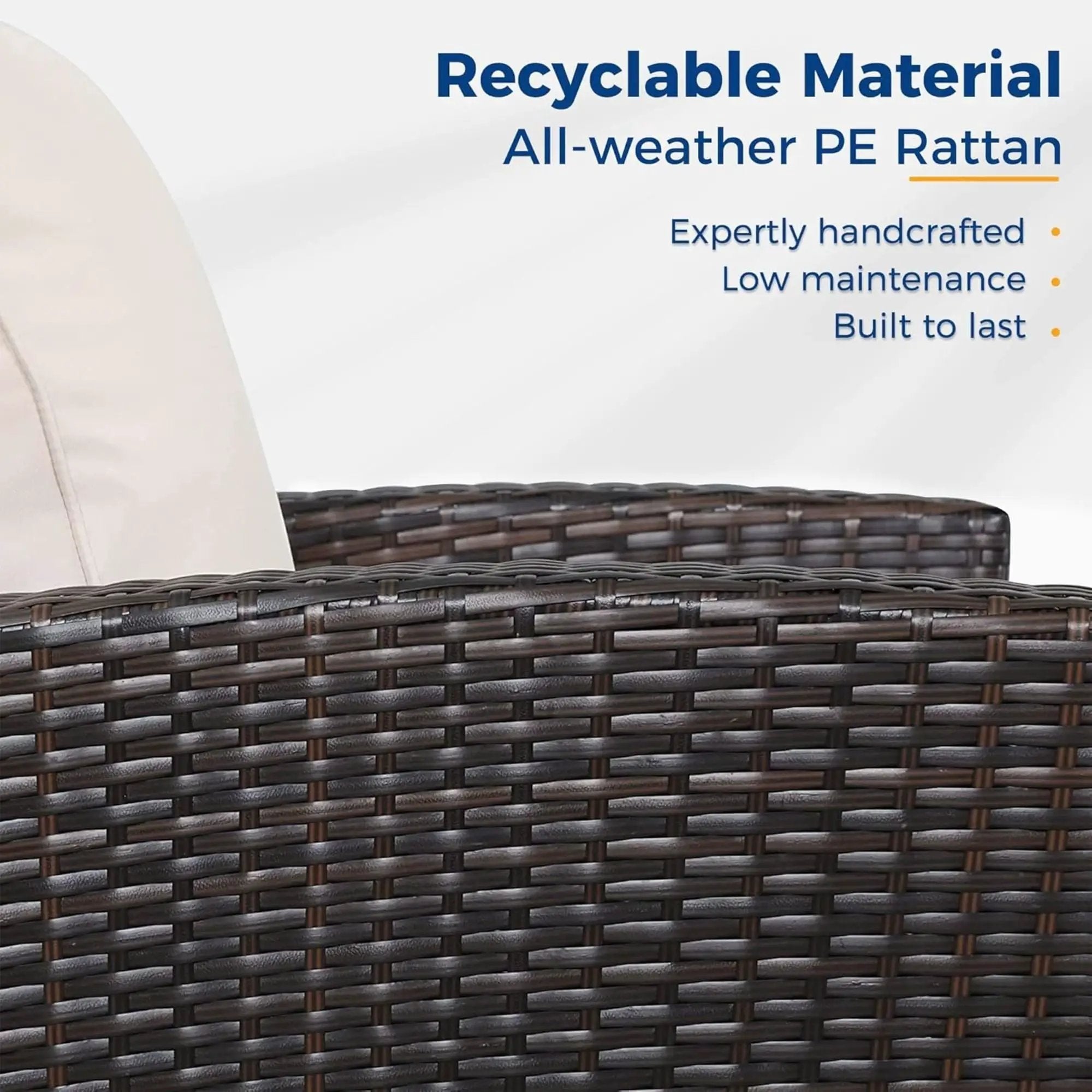 All-Weather Wicker 3 Seat Patio Sofa With Thick Cushions