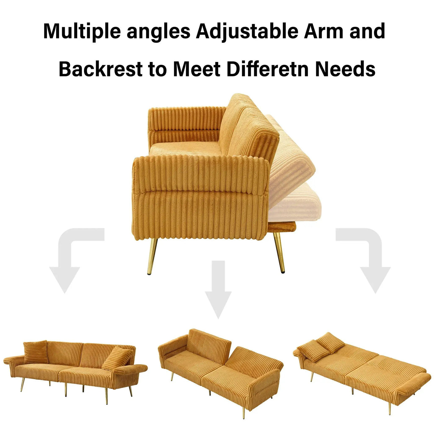 Luxury Foldable Double Sofa Bed With Folding Armrests by Unique Piece Furniture