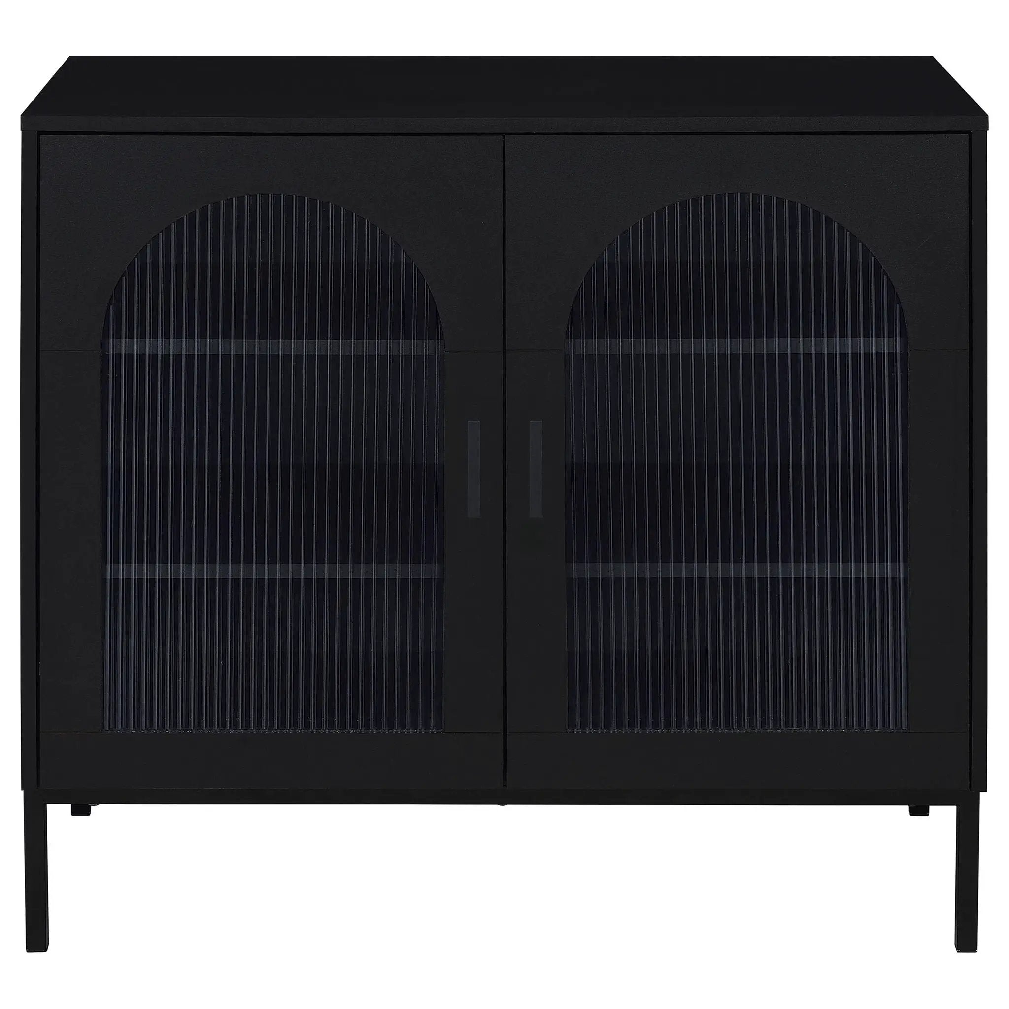 Jess 2-door Arched Fluted Glass Accent Cabinet Black by Unique Piece Furniture