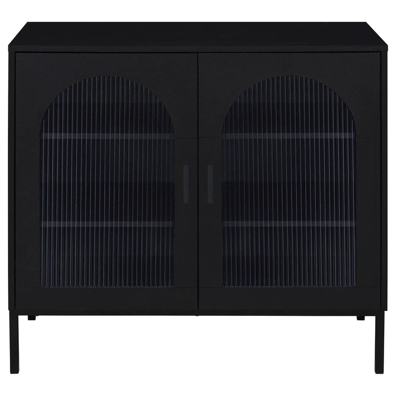 Jess 2-door Arched Fluted Glass Accent Cabinet Black by Unique Piece Furniture
