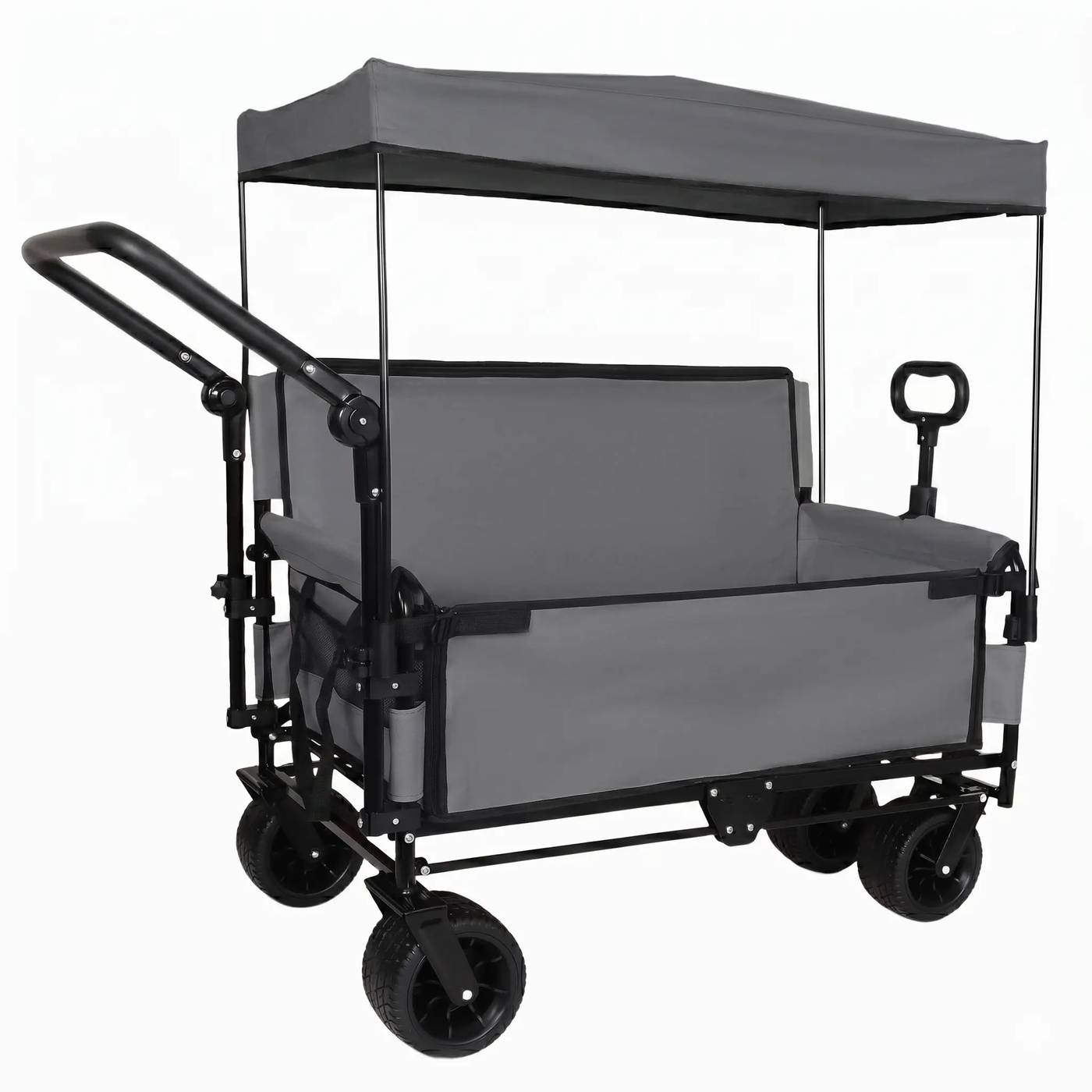 3-in-1 Folding Wagon Cart with Bench Seat, Canopy & Storage by HouseOfZazla