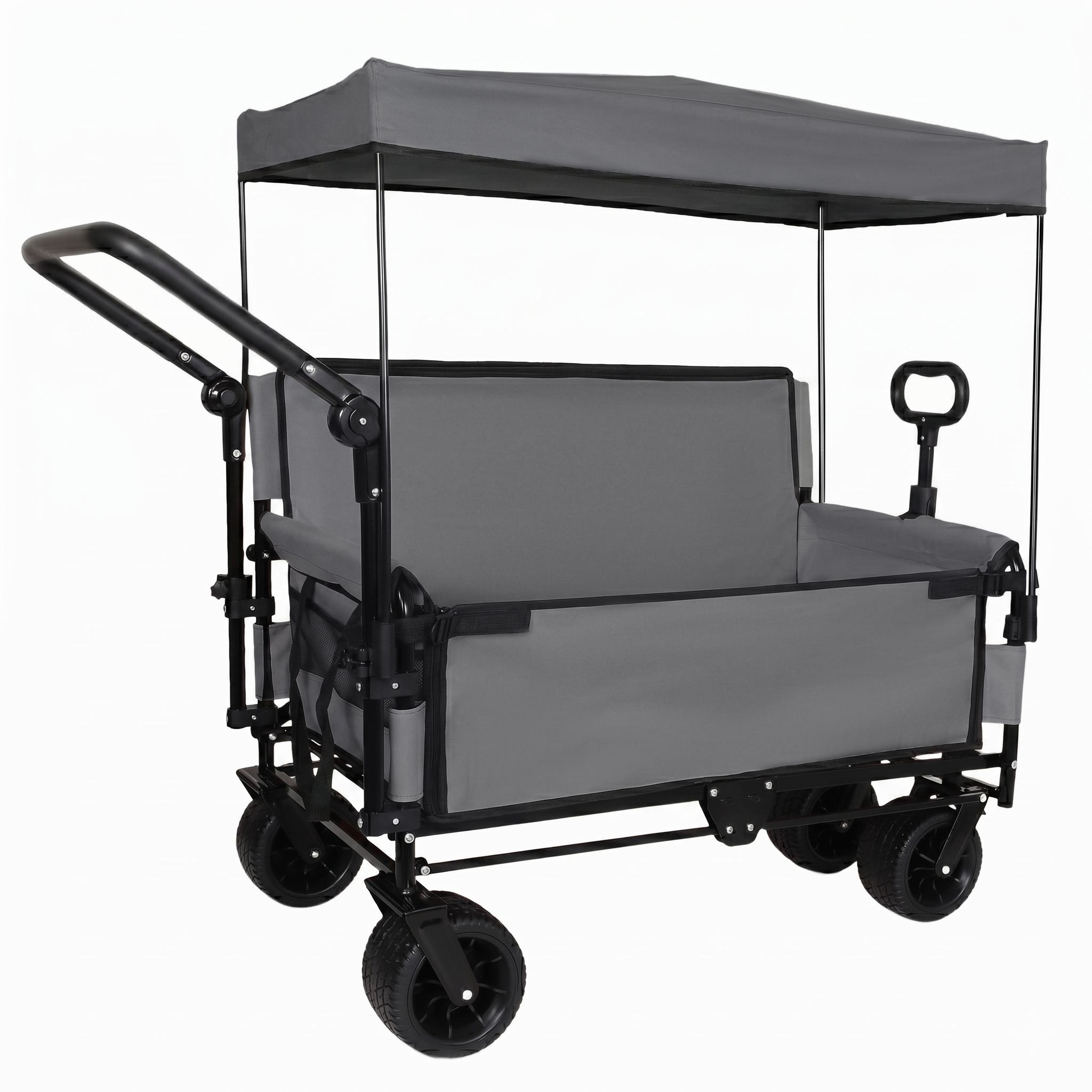 3-in-1 Folding Wagon Cart with Bench Seat, Canopy & Storage by HouseOfZazla