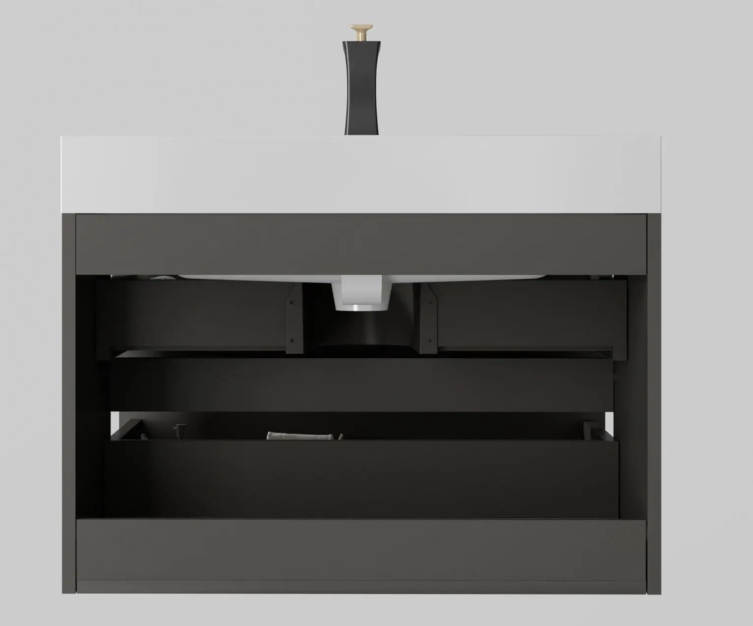 Alice - Bathroom Vanity With Sink, Large Storage Wall Mounted Floating Bathroom Vanity For Modern Bathroom, One-Piece Sink Basin Without Drain And Faucet by HouseOfZazla