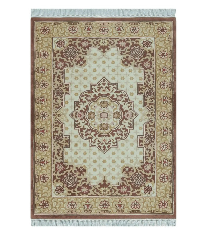 Vintage Chinese Wool Rug 4x6 by Jewel Rugs