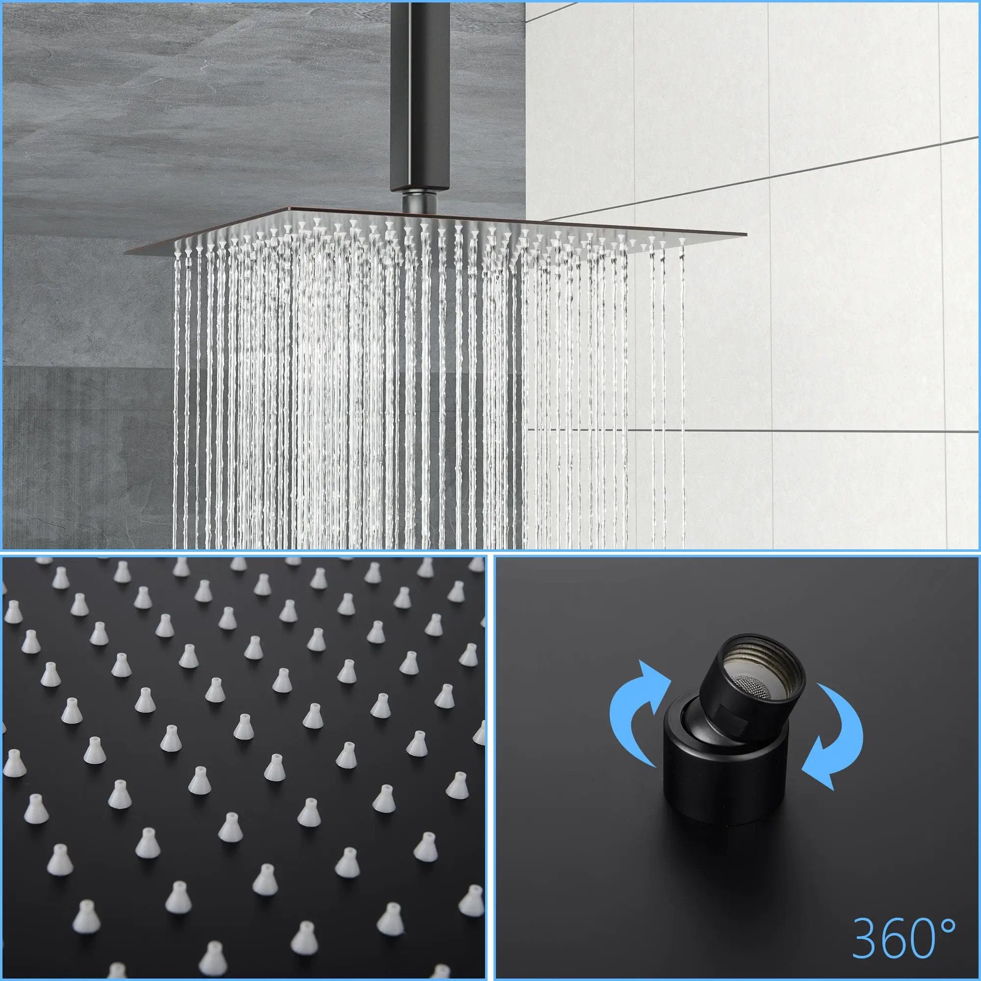 10" Square Rainfall Shower Head With Silicone Nozzle - Oil-Rubbed Bronze by HouseOfZazla