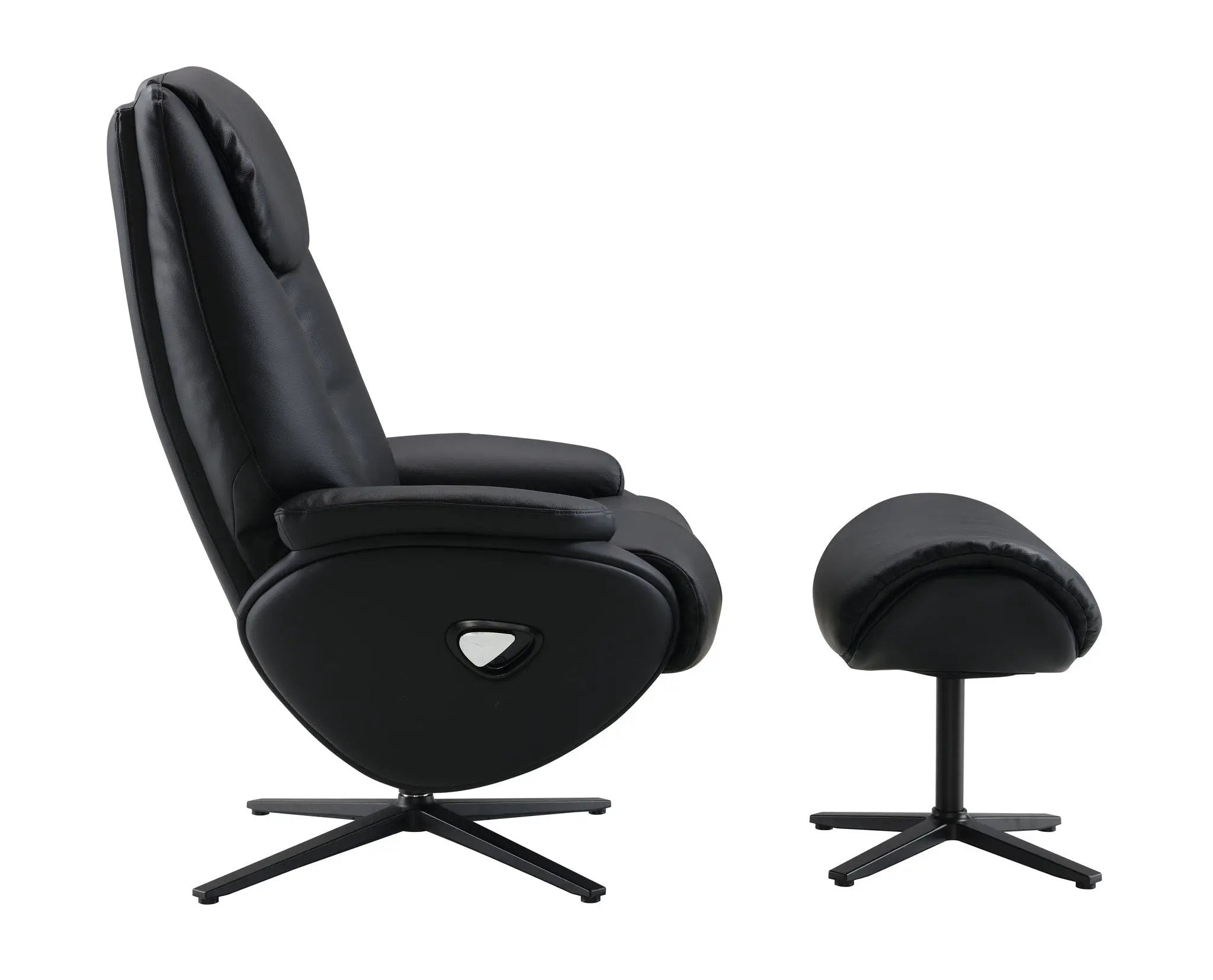 Labotina - Top Grain Leather Accent Chair With Swivel & Ottoman - Black by Unique Piece Furniture