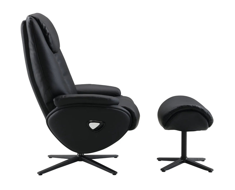Labotina - Top Grain Leather Accent Chair With Swivel & Ottoman - Black by Unique Piece Furniture
