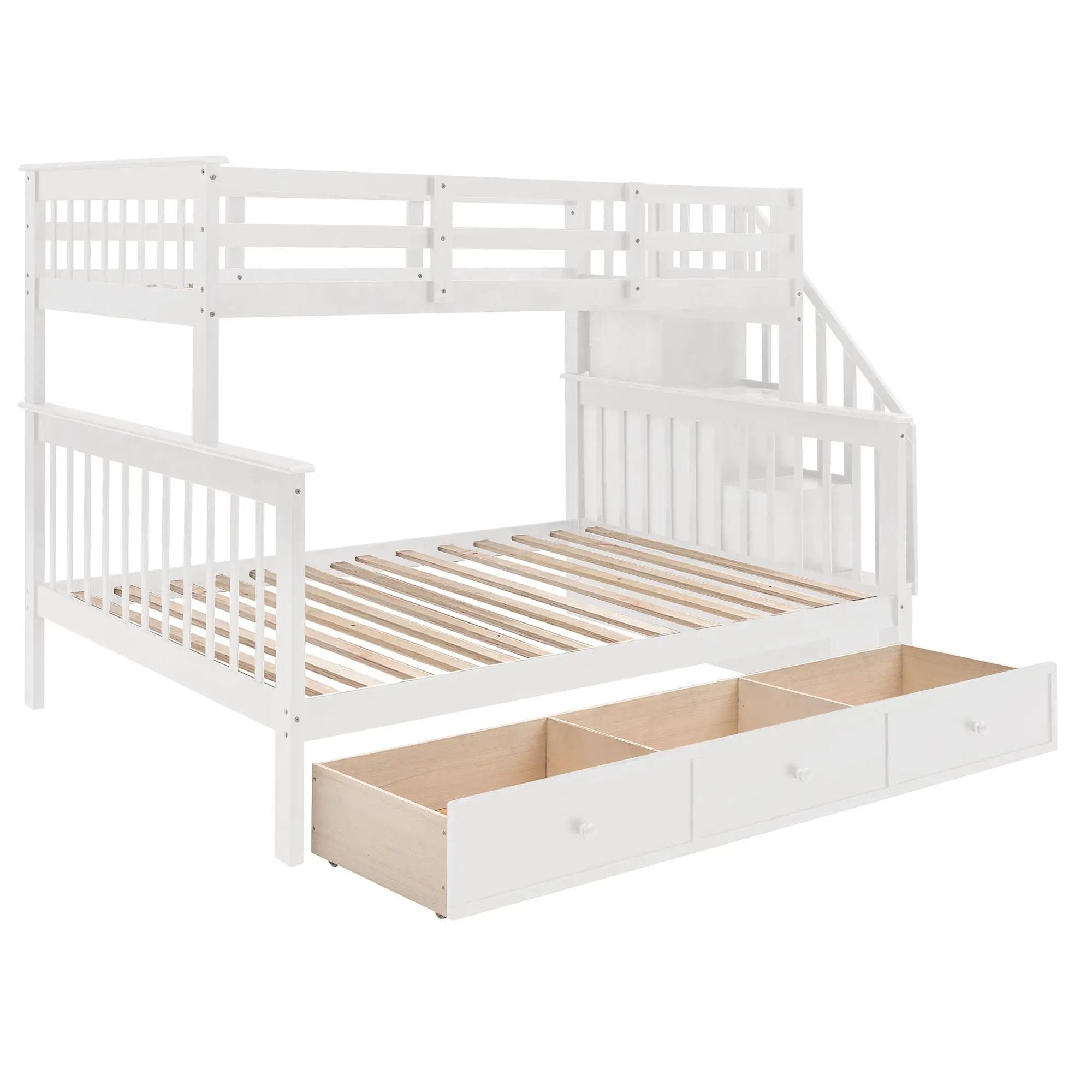 Stairway Bunk Bed With Storage And Guard Rail For Bedroom by HouseOfZazla