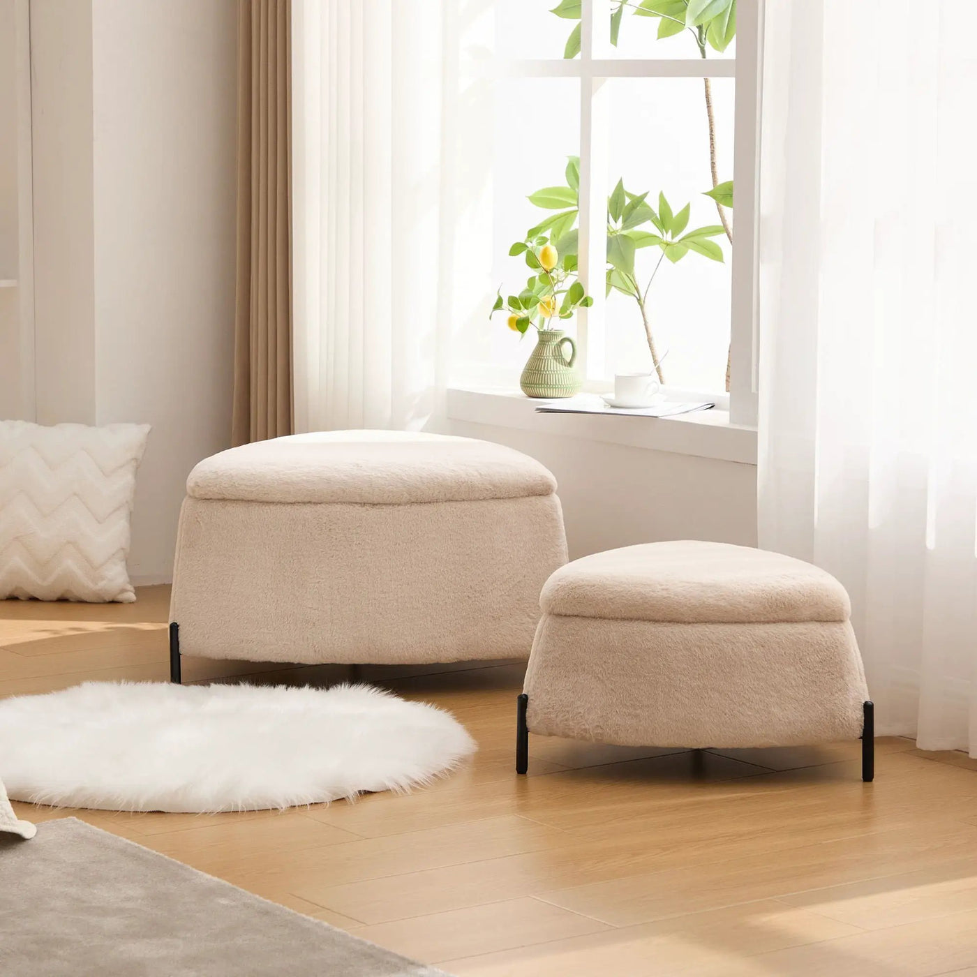 Upholstered Storage Ottoman Set With Reversible Lid by Unique Piece Furniture