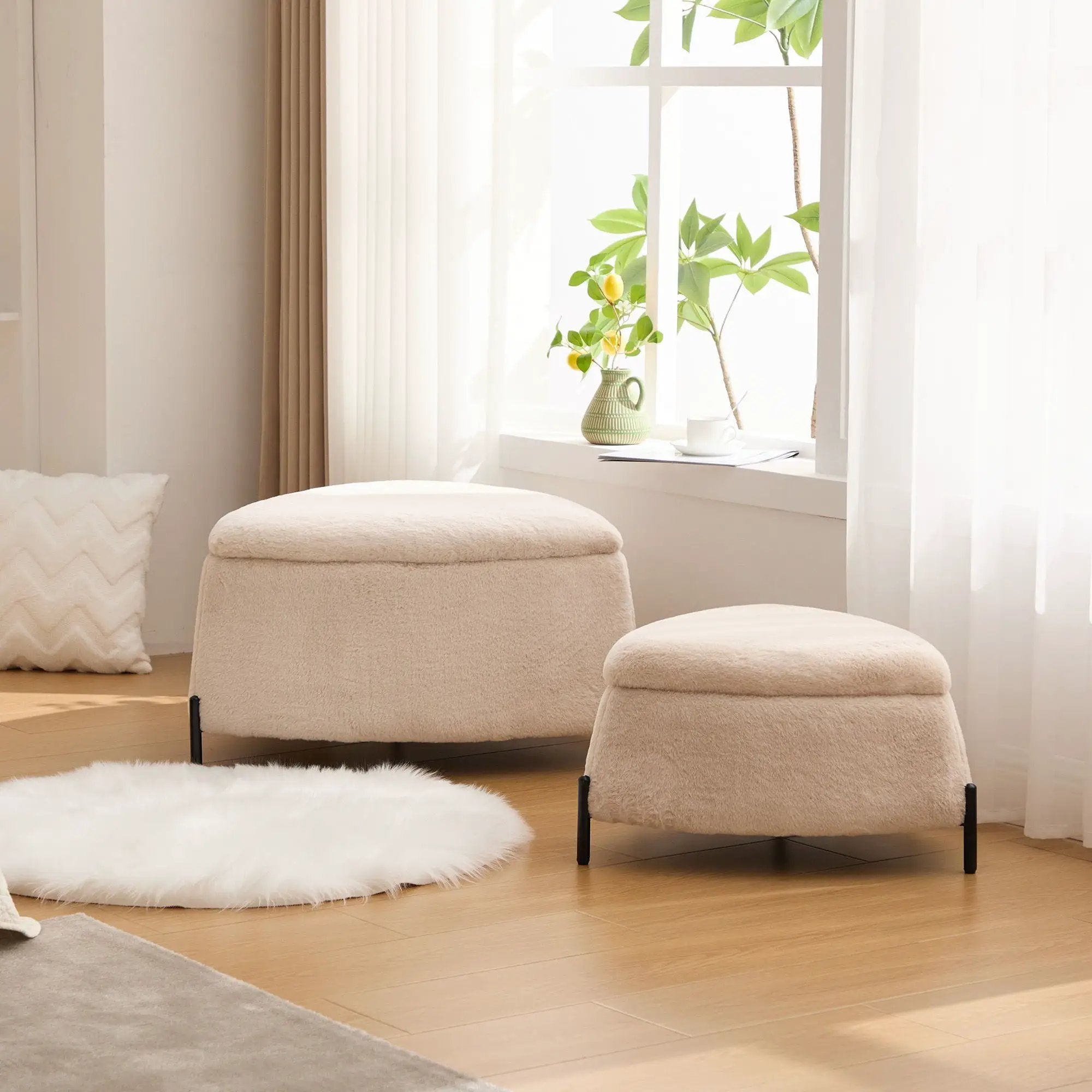 Upholstered Storage Ottoman Set With Reversible Lid by Unique Piece Furniture