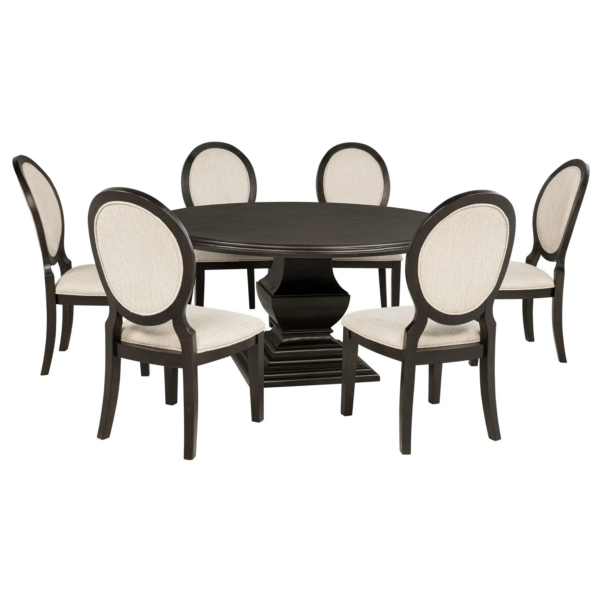 Twyla 7-piece Round Wood Dining Room Table Set Dark Cocoa by Unique Piece Furniture