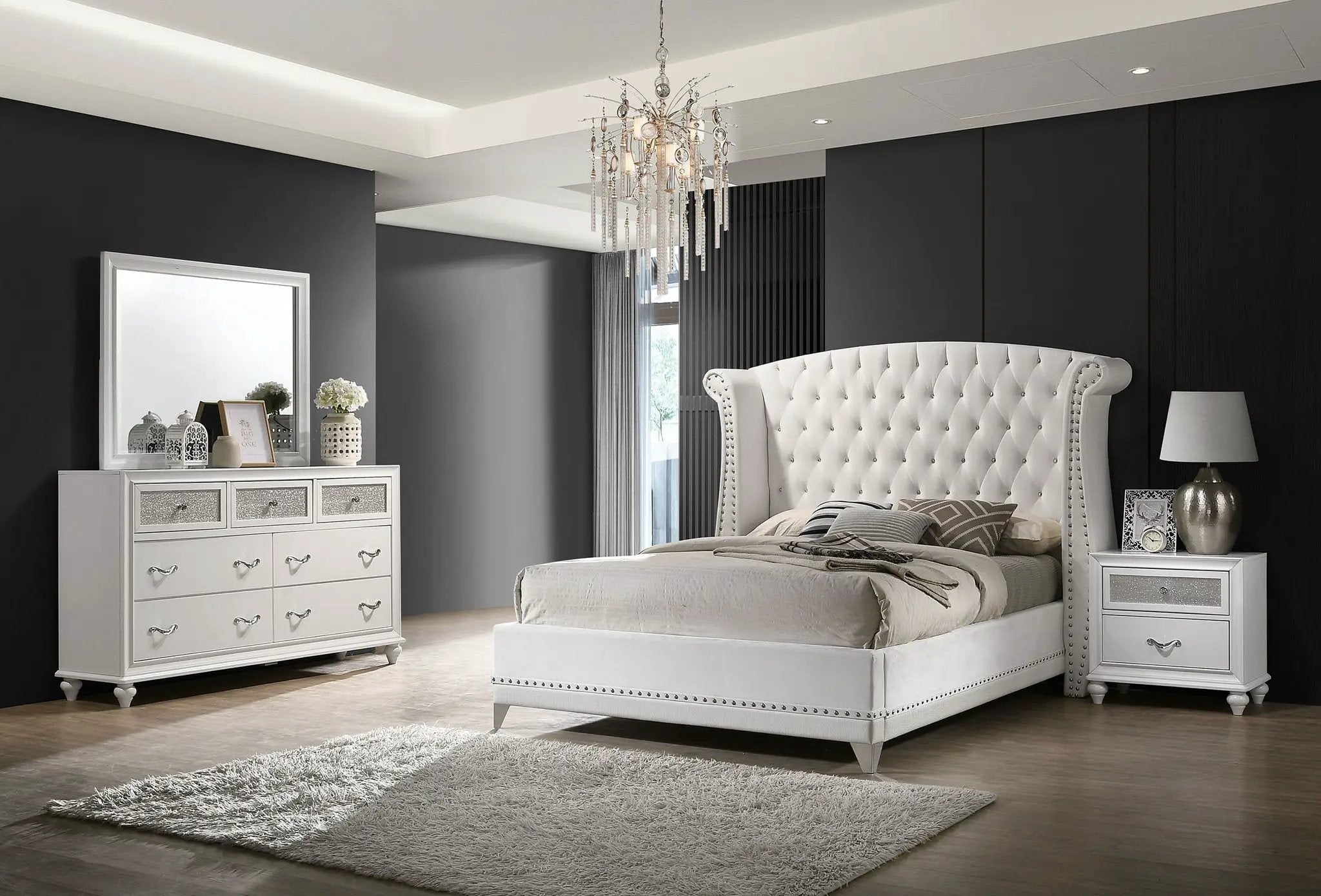 Barzini 4-piece California King Bedroom Set White by Unique Piece Furniture